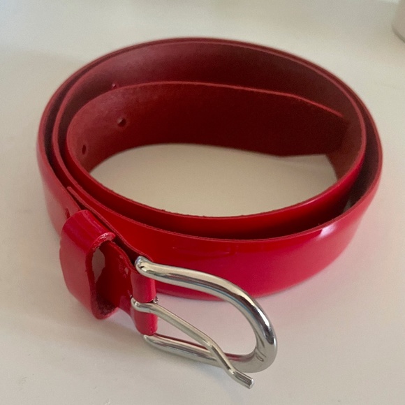 SF real leather classic red belt